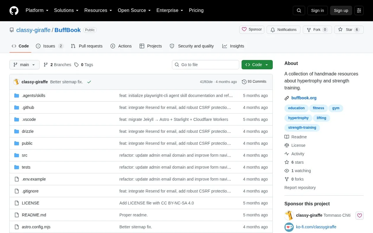 Buff Book homepage screenshot