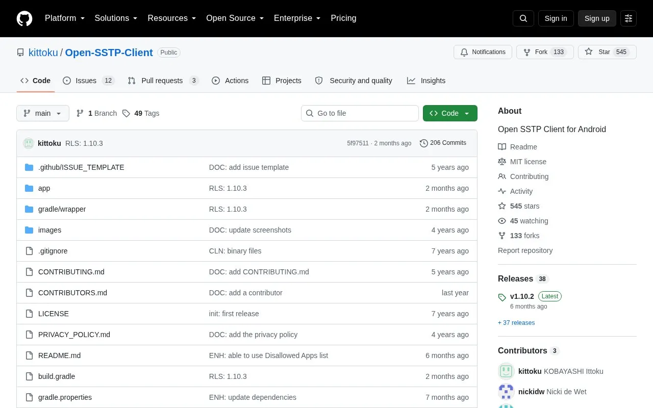 Open SSTP Client homepage screenshot