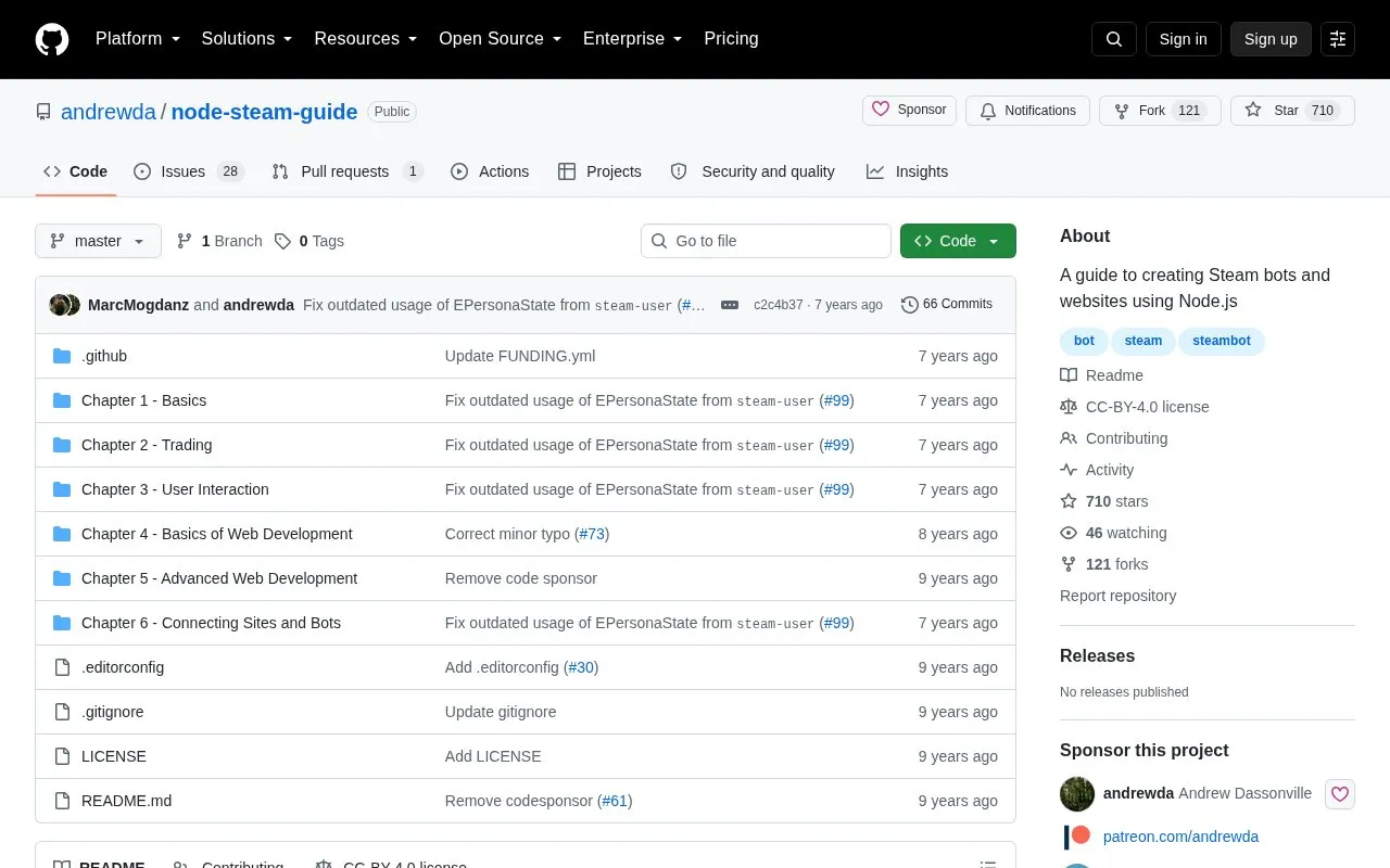 node-steam-guide homepage screenshot