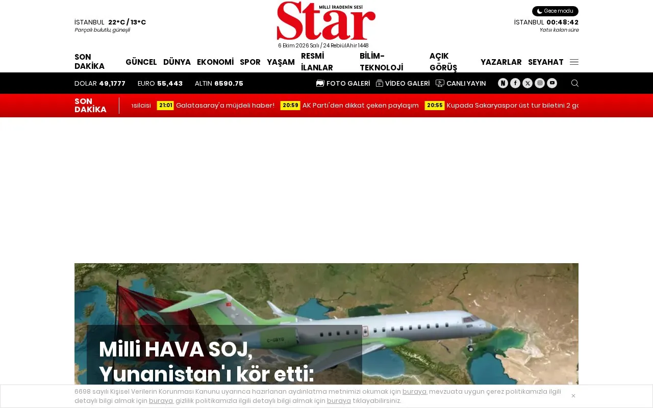 Star Gazetesi homepage screenshot
