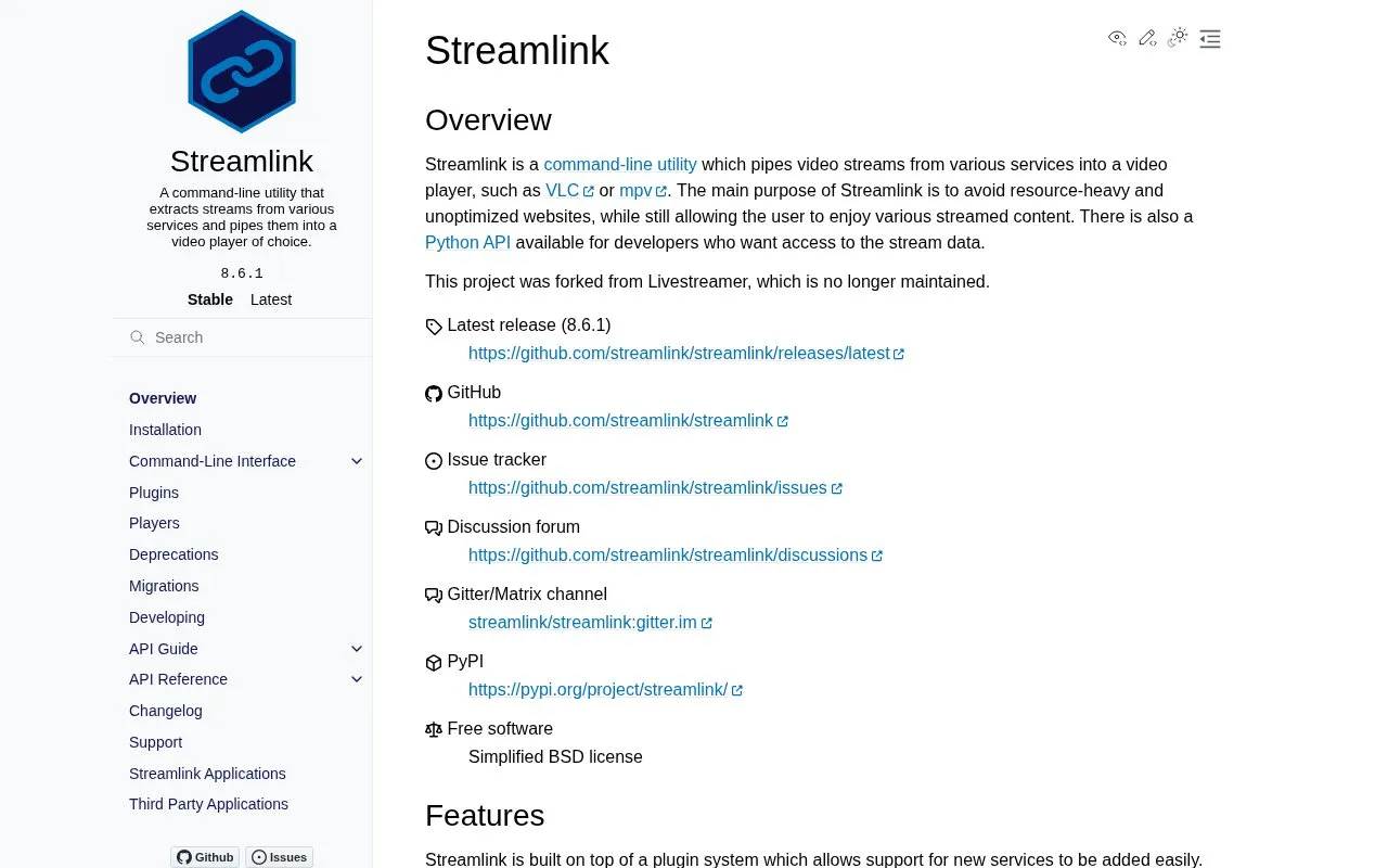 StreamLink homepage screenshot