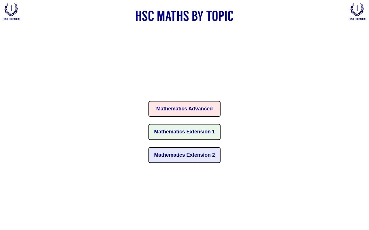 HSC Maths By Topic homepage screenshot