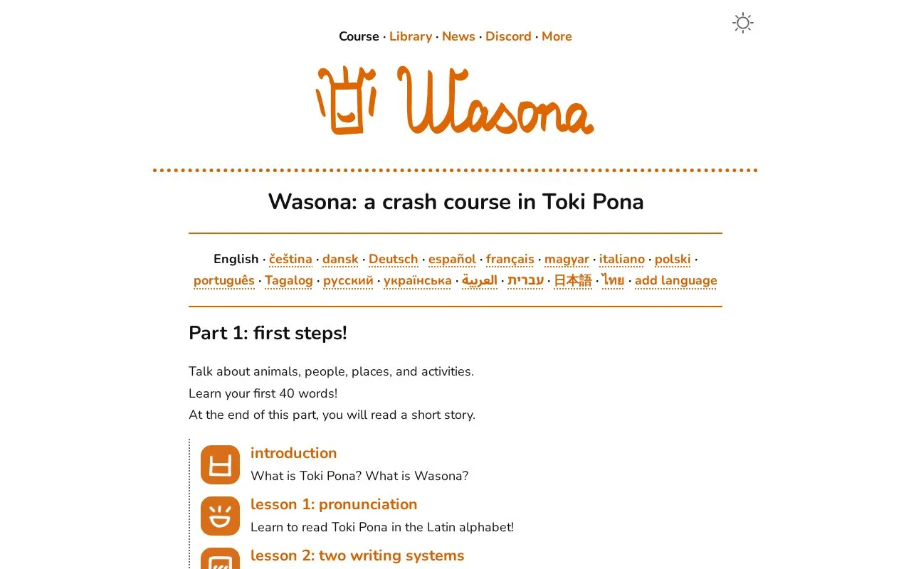 Wasona homepage screenshot