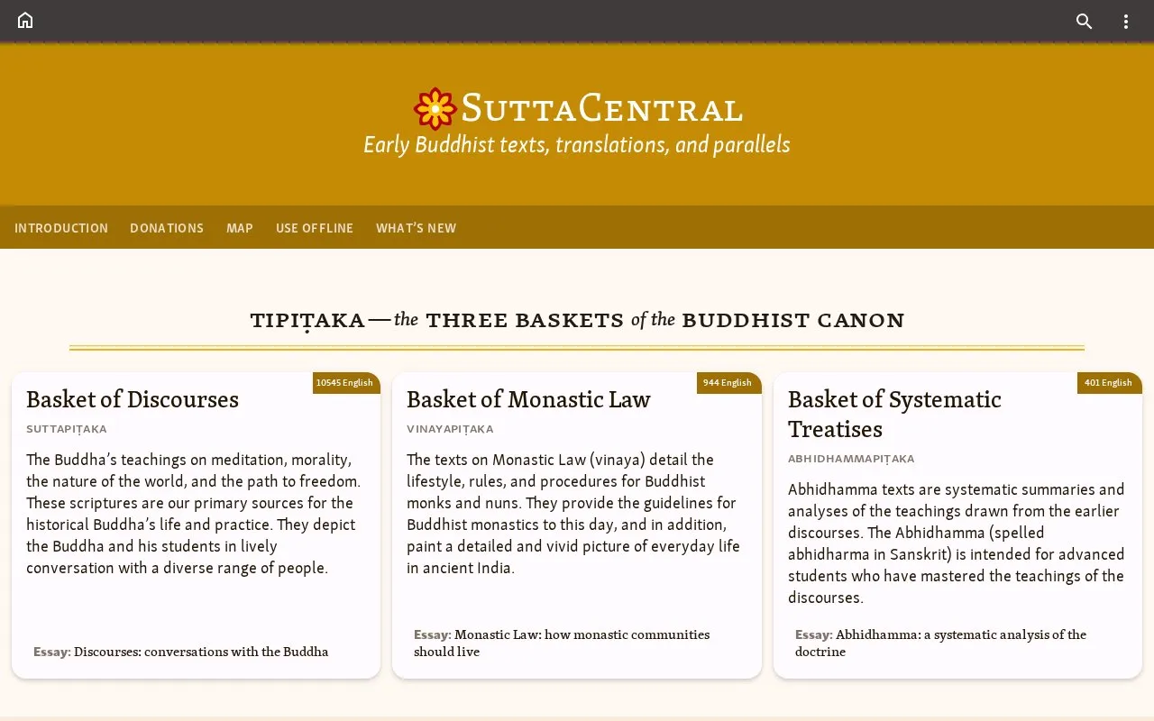 Sutta Central homepage screenshot