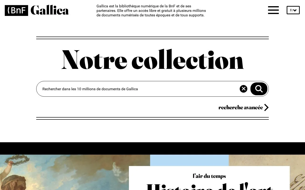 Gallica homepage screenshot