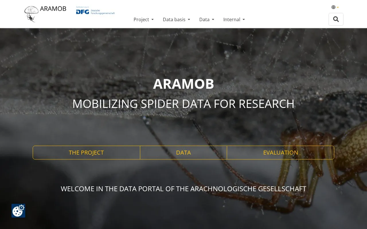 ARAMOB - Mobilizing Spider Data for Research homepage screenshot