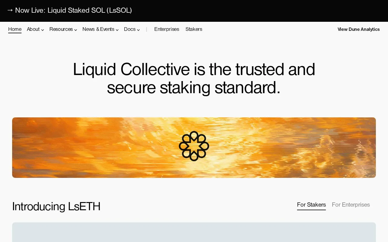 Liquid Collective homepage screenshot