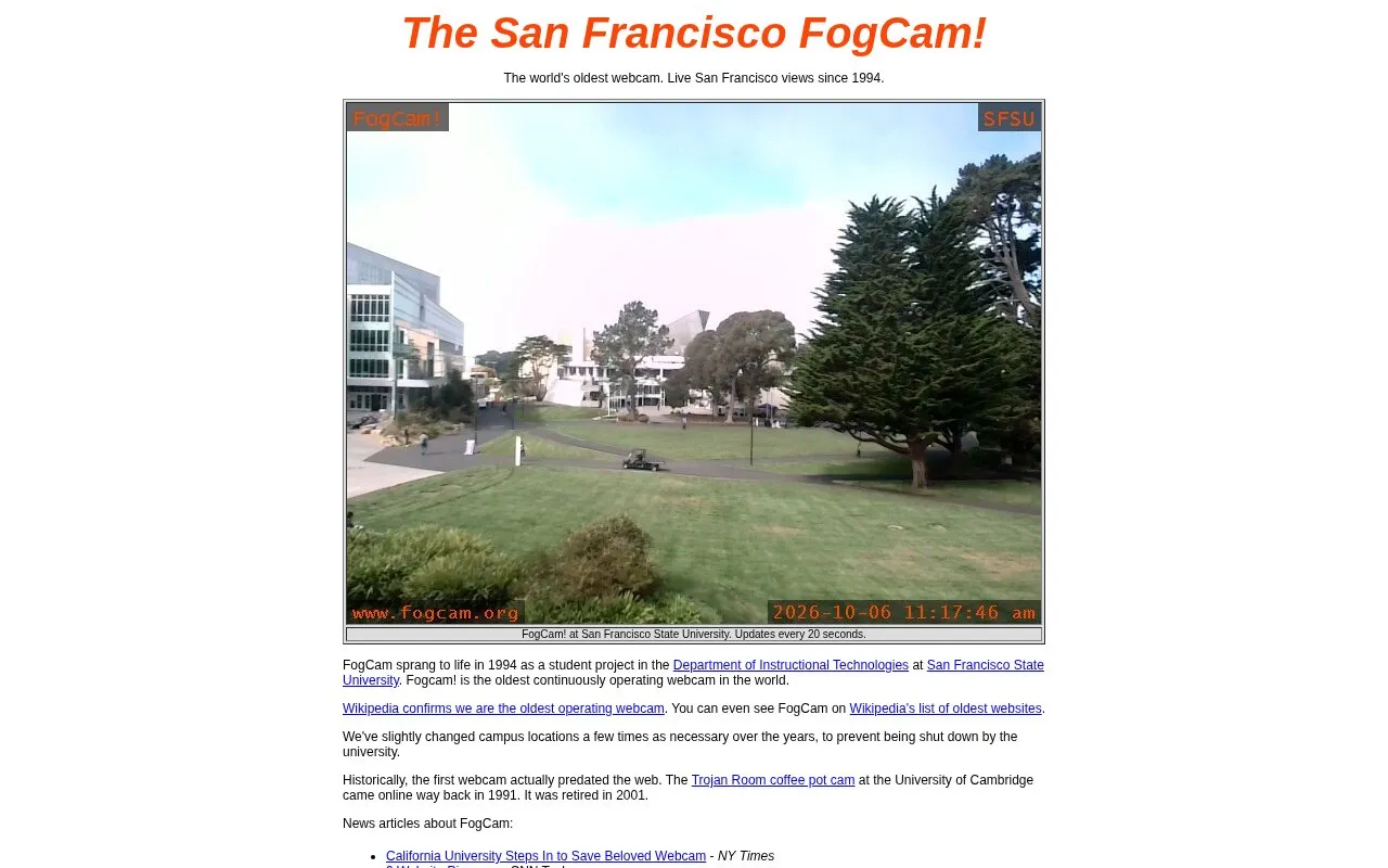FogCam homepage screenshot