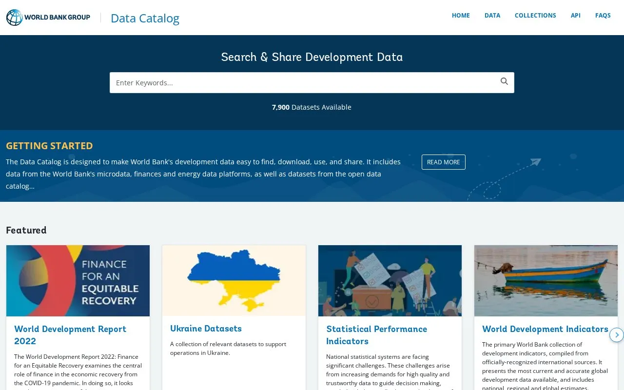 Data Catalog homepage screenshot