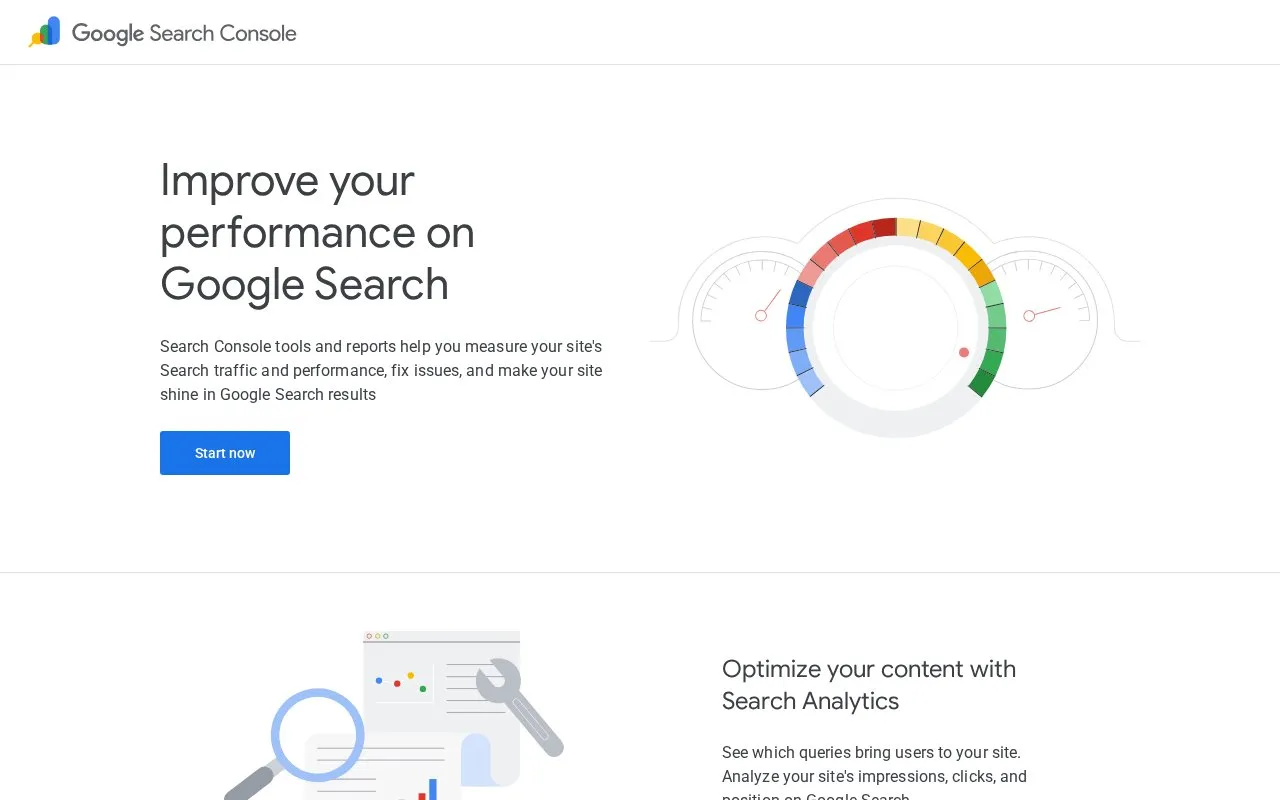Google Console homepage screenshot