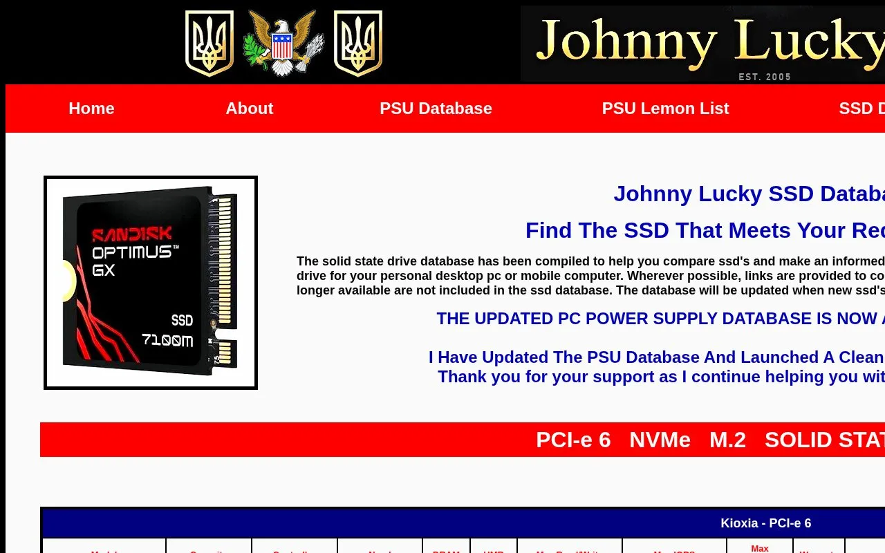 JohnnyLucky homepage screenshot