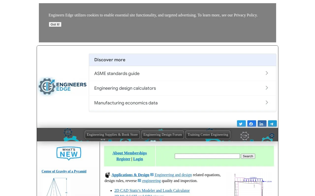 EngineersEdge homepage screenshot