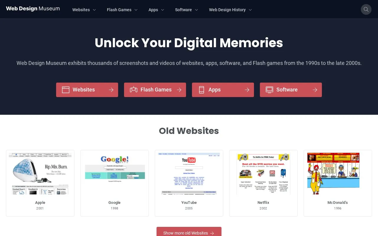 WebDesignMuseum homepage screenshot