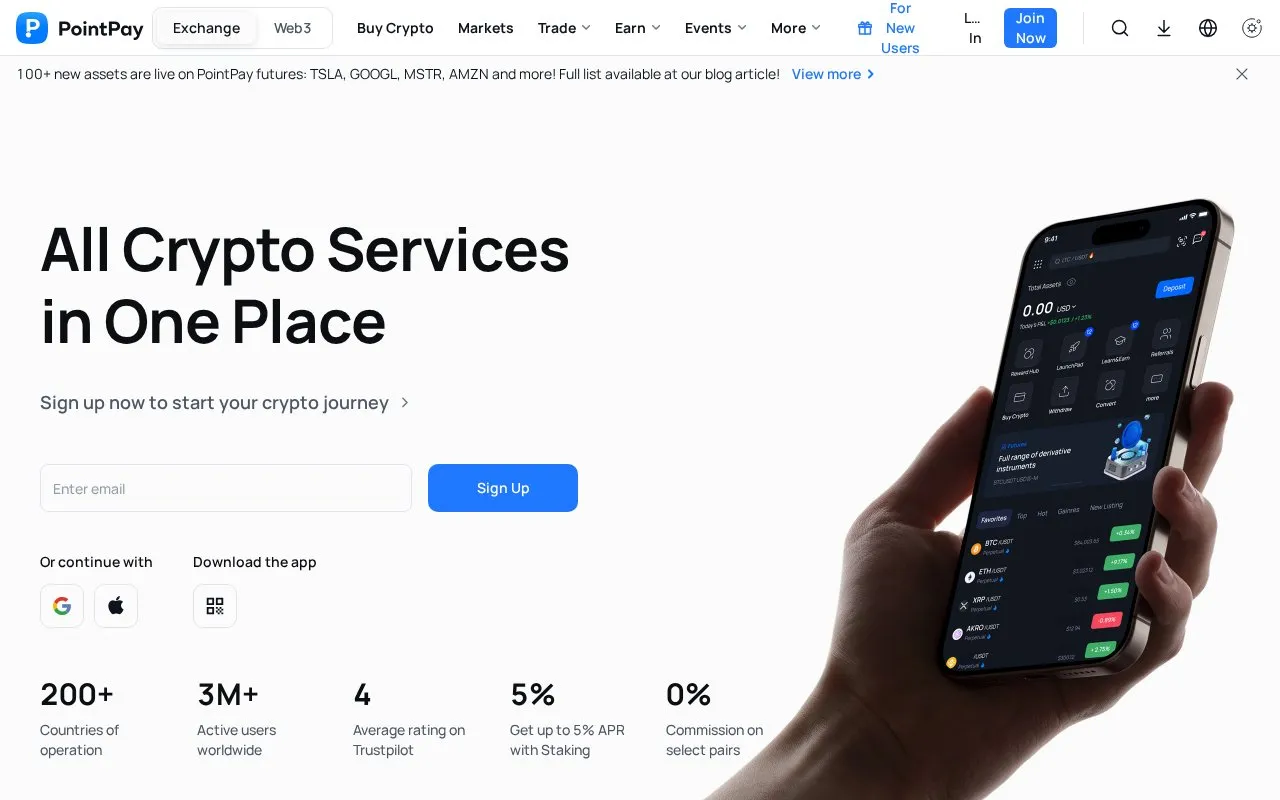 PointPay homepage screenshot