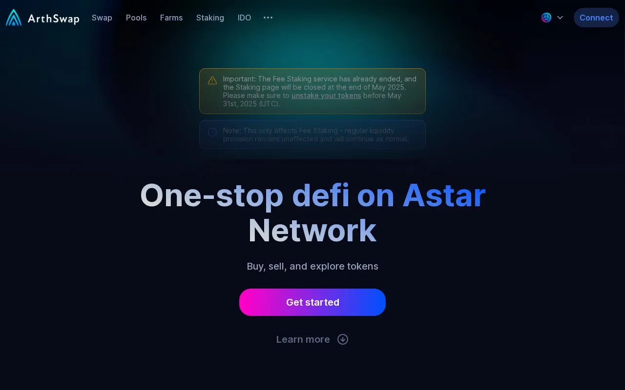 ArthSwap V2 homepage screenshot