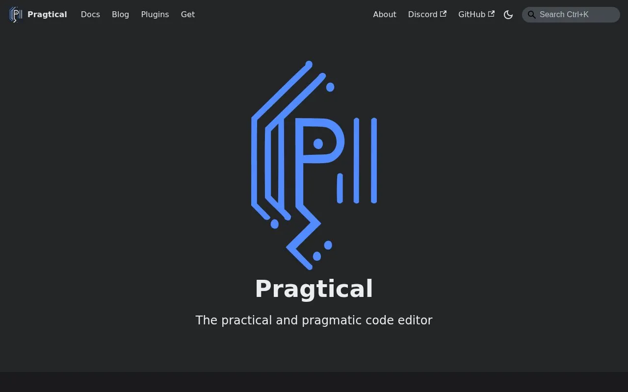 Pragtical homepage screenshot