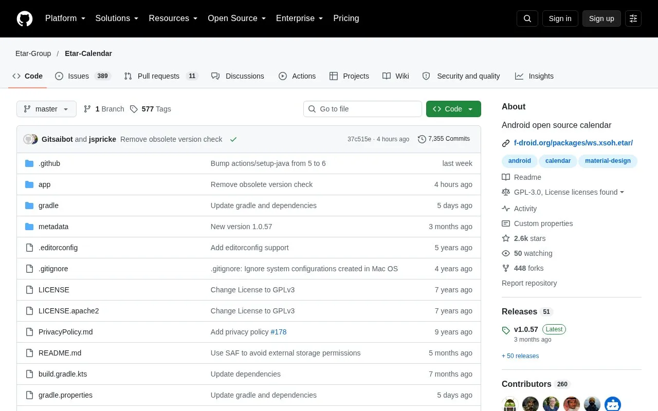 Etar homepage screenshot