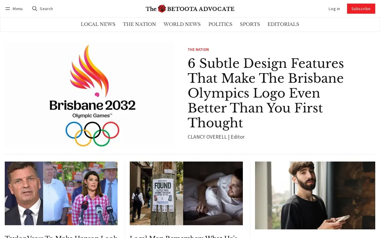 The Betoota Advocate homepage screenshot