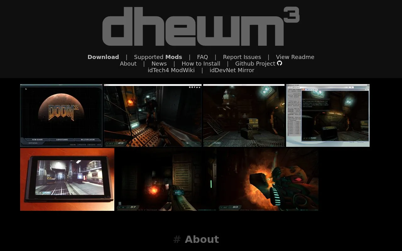 dhewm3 homepage screenshot