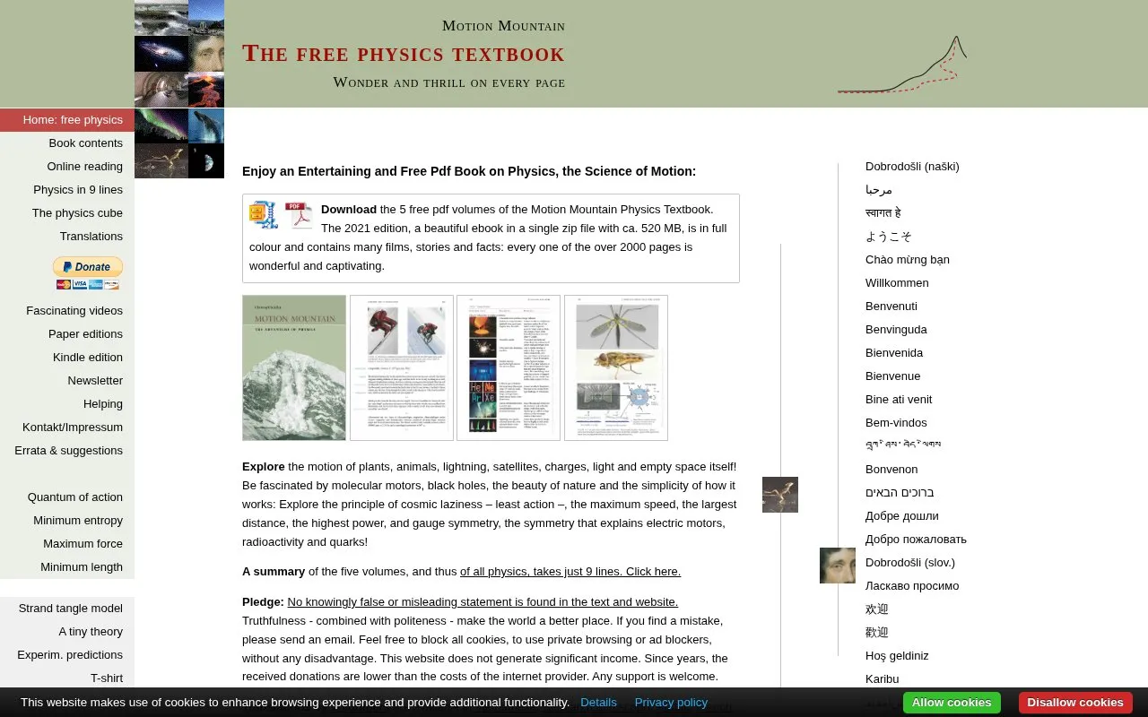 MotionMountain homepage screenshot