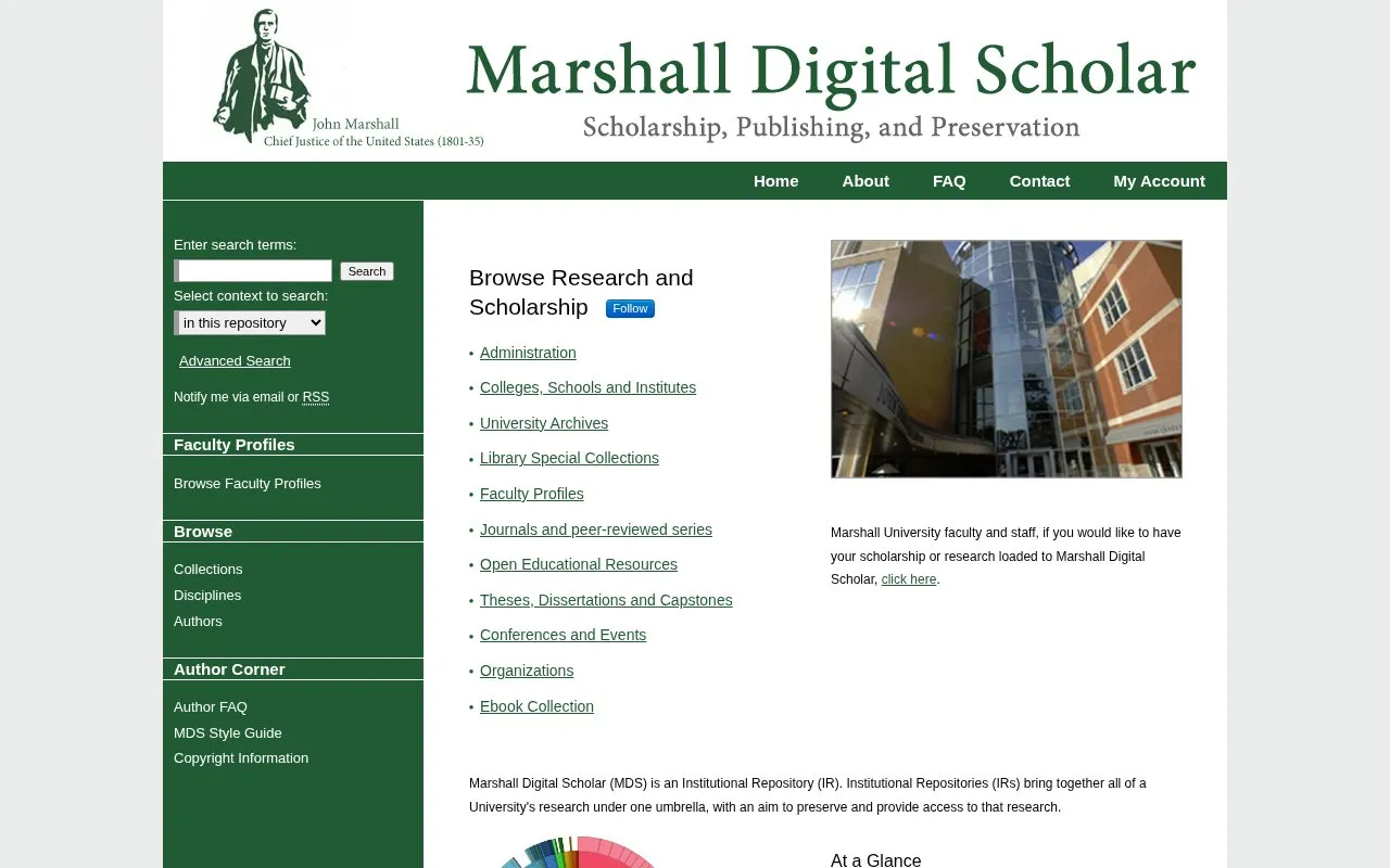 Marshall Digital Scholar homepage screenshot