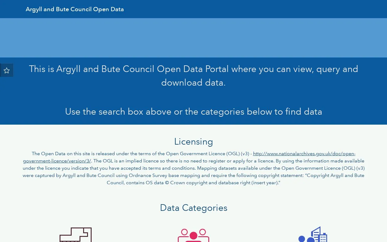 Argyll and Bute Open Data Portal homepage screenshot
