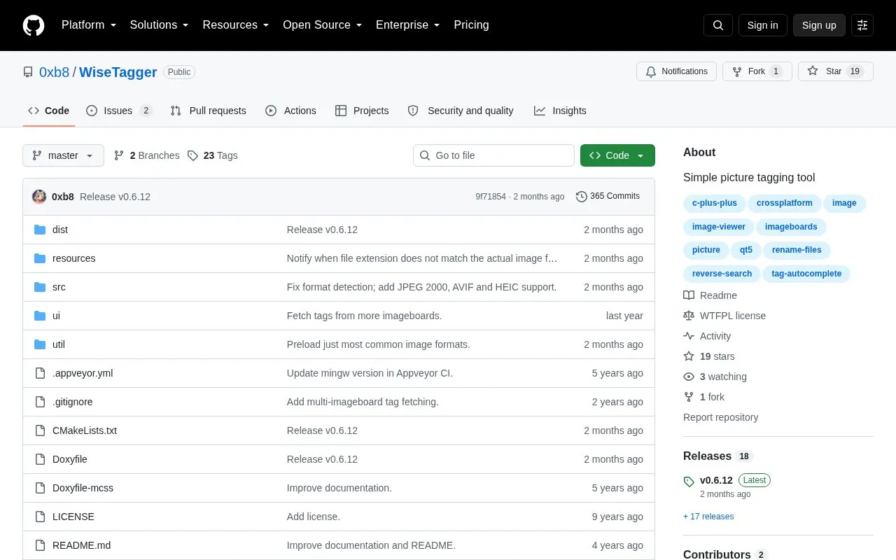 WiseTagger homepage screenshot