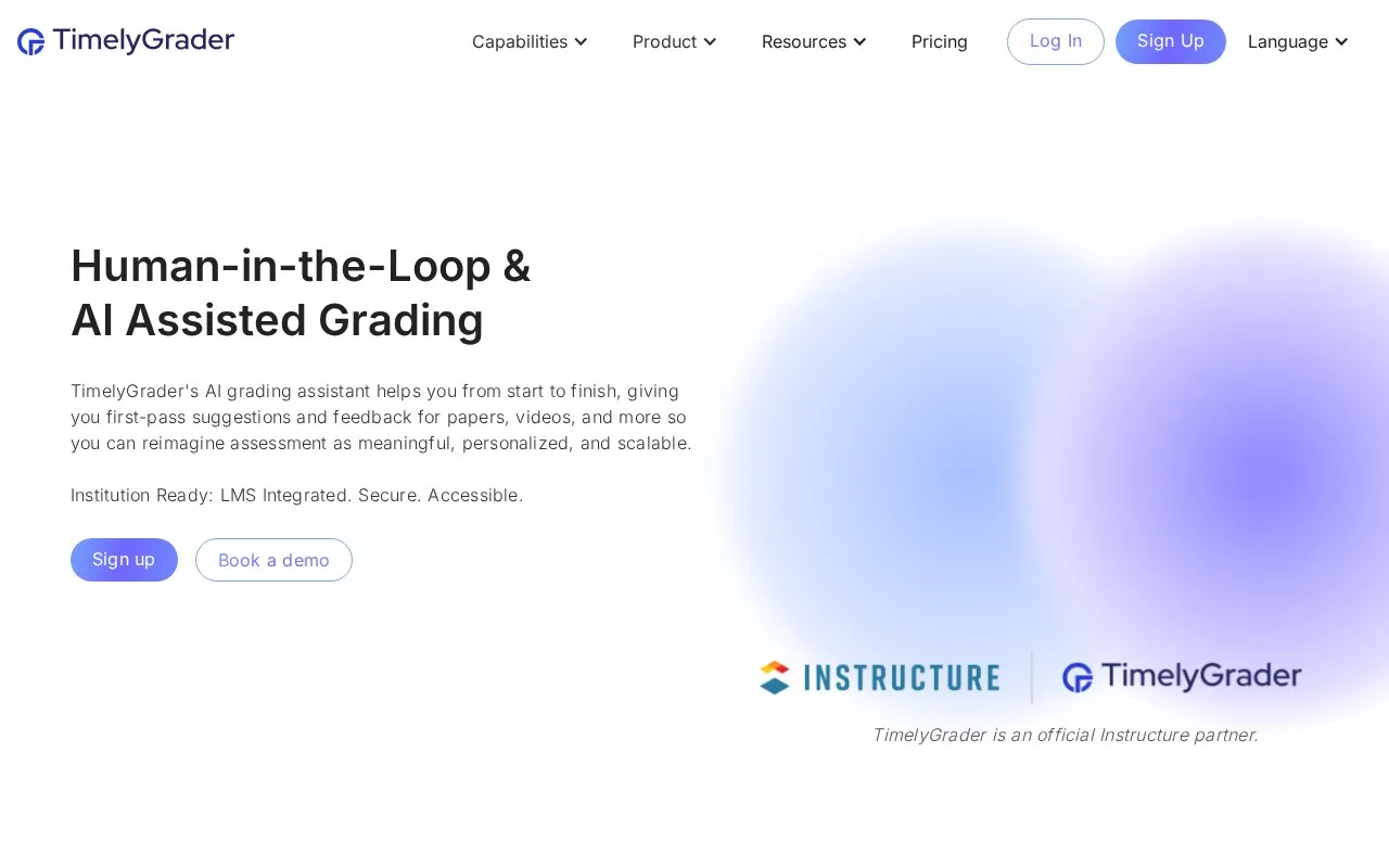 TimelyGrader homepage screenshot