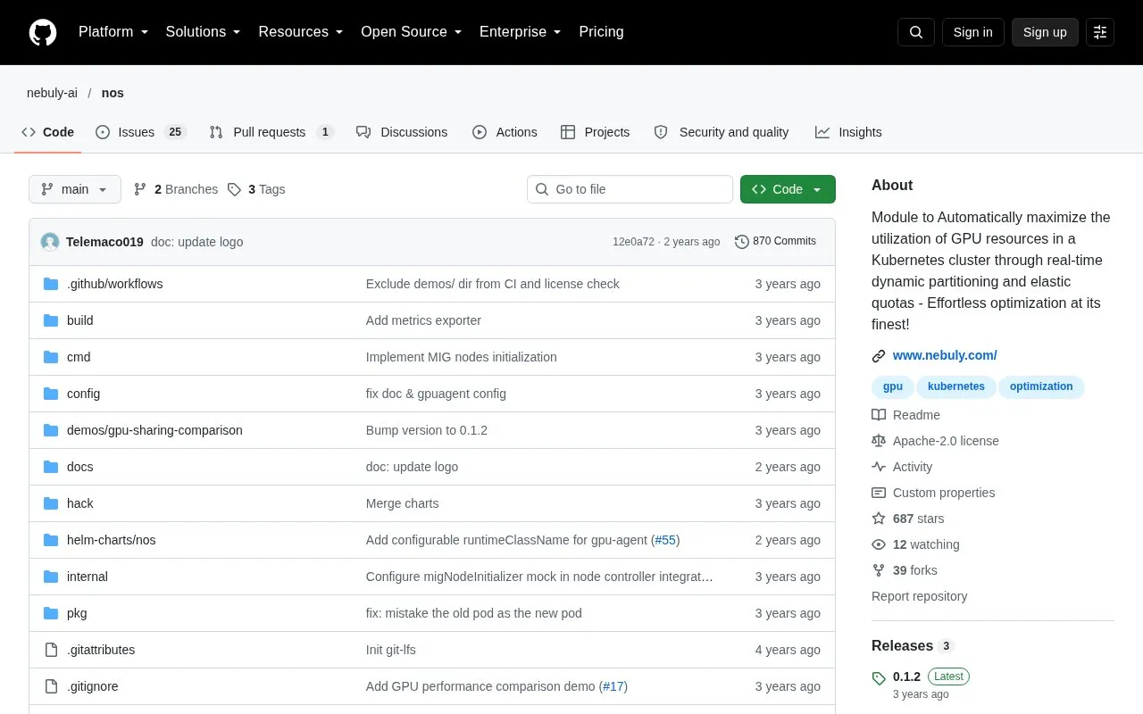 Nos homepage screenshot