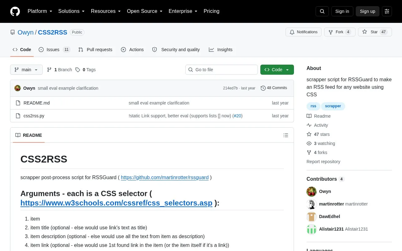 Scraper homepage screenshot
