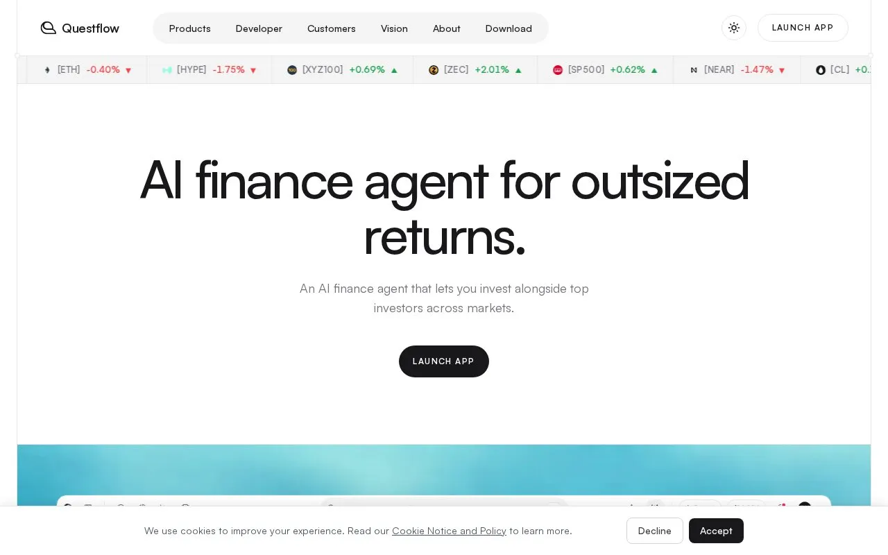 Questflow homepage screenshot
