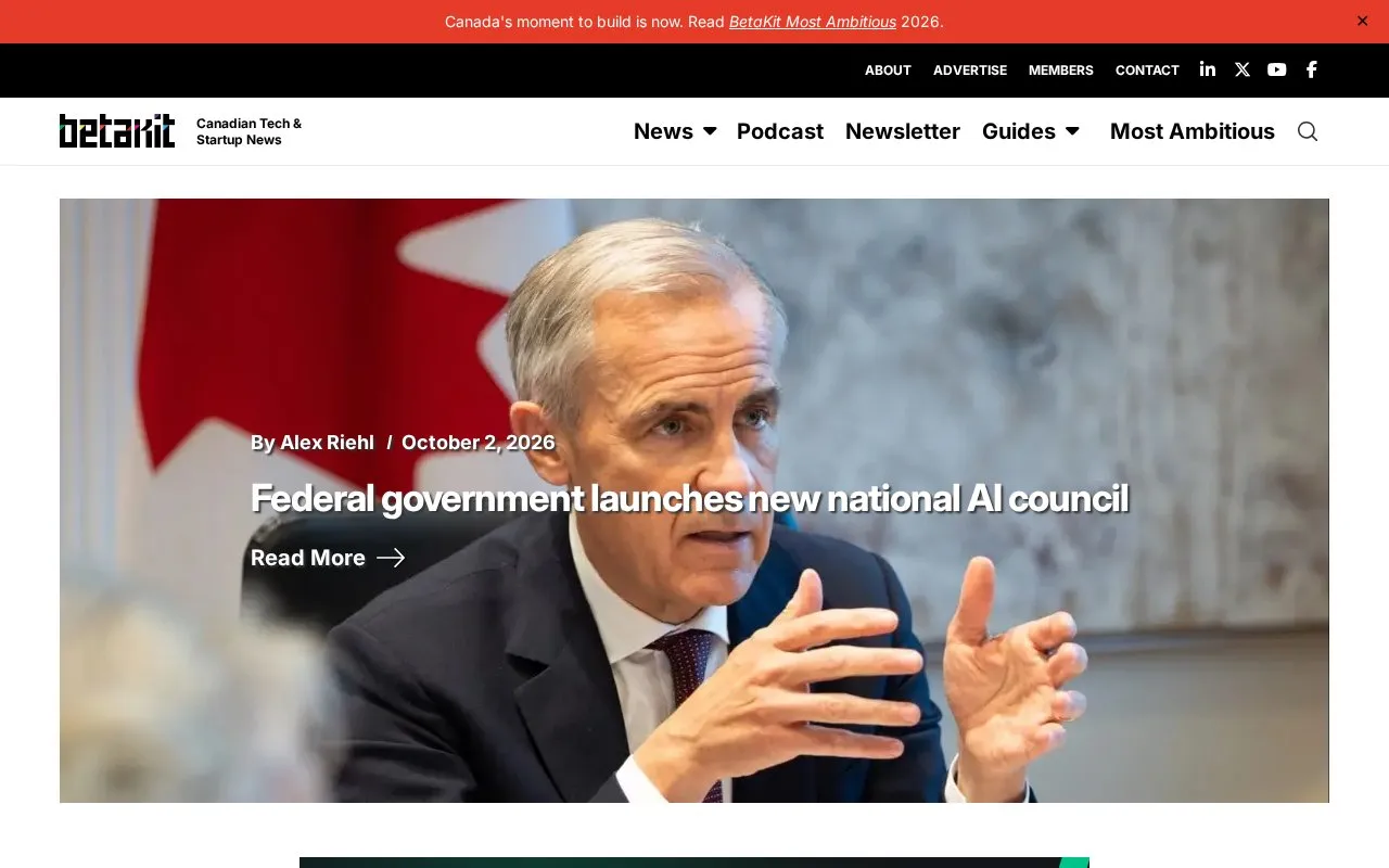 BetaKit homepage screenshot