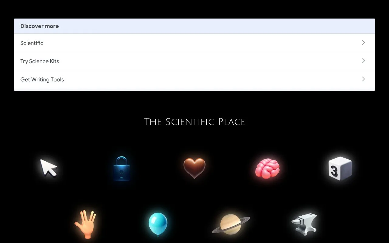 The Scientific Place homepage screenshot