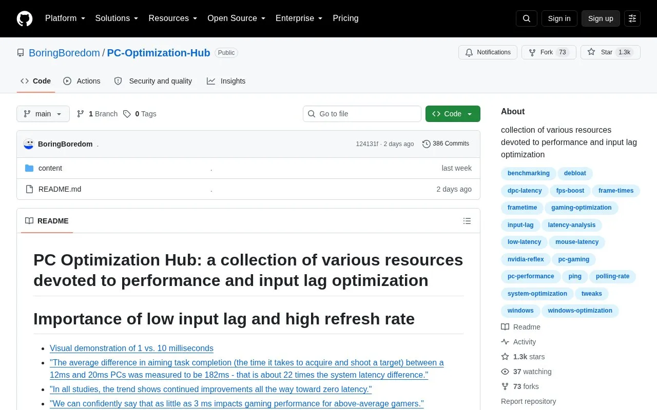 PC-Optimization-Hub homepage screenshot