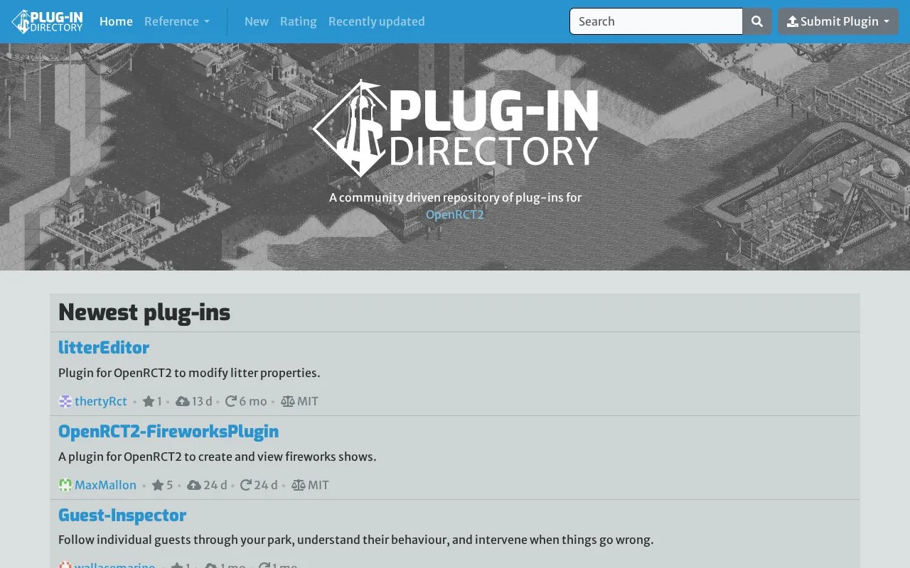 Plugins homepage screenshot