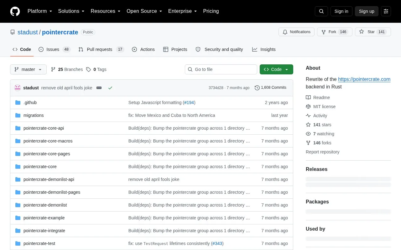 Pointercrate homepage screenshot