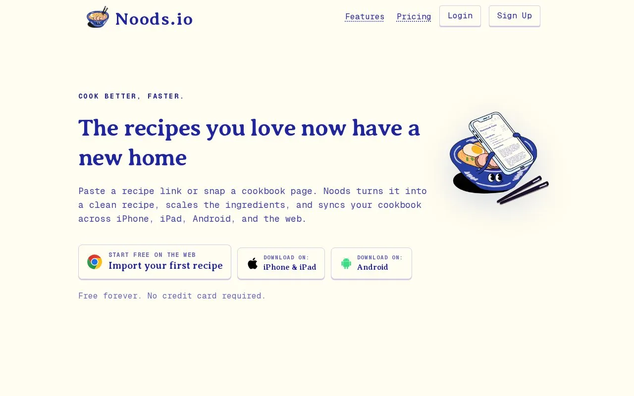 Noods.io homepage screenshot