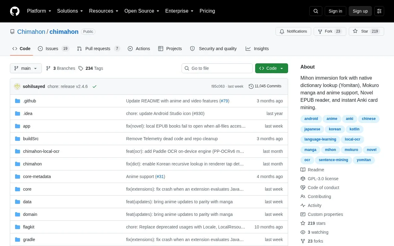 Chimahon homepage screenshot