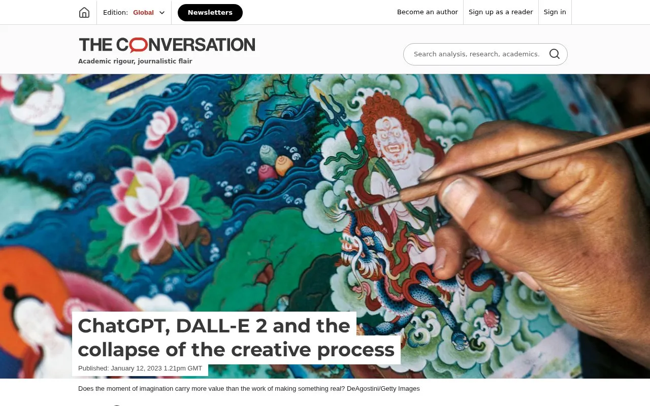 ChatGPT, DALL-E 2 and the collapse of the creative process homepage screenshot