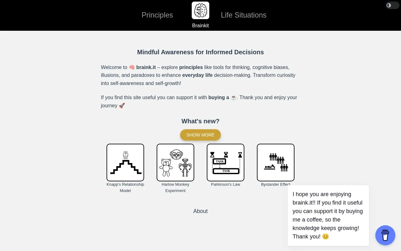 Brainkit homepage screenshot