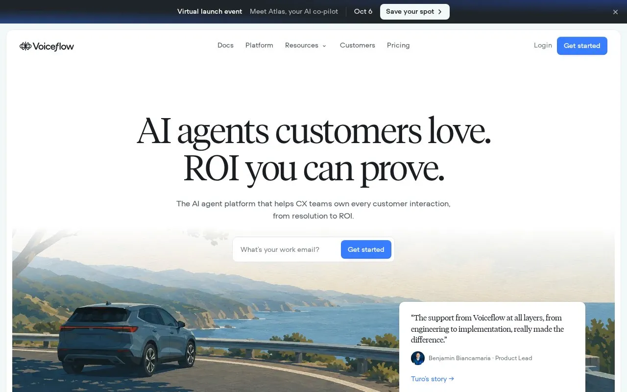 Voiceflow homepage screenshot