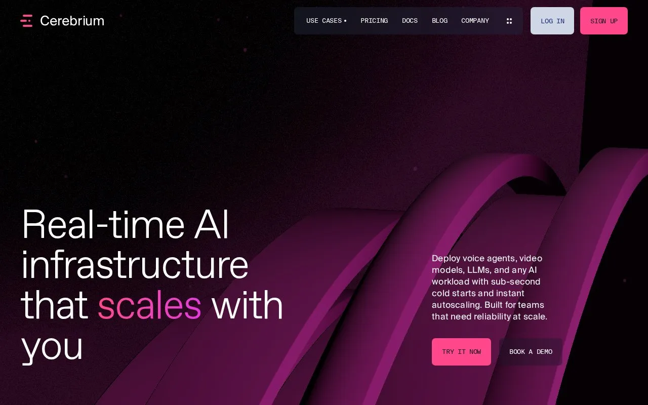 Cerebrium homepage screenshot