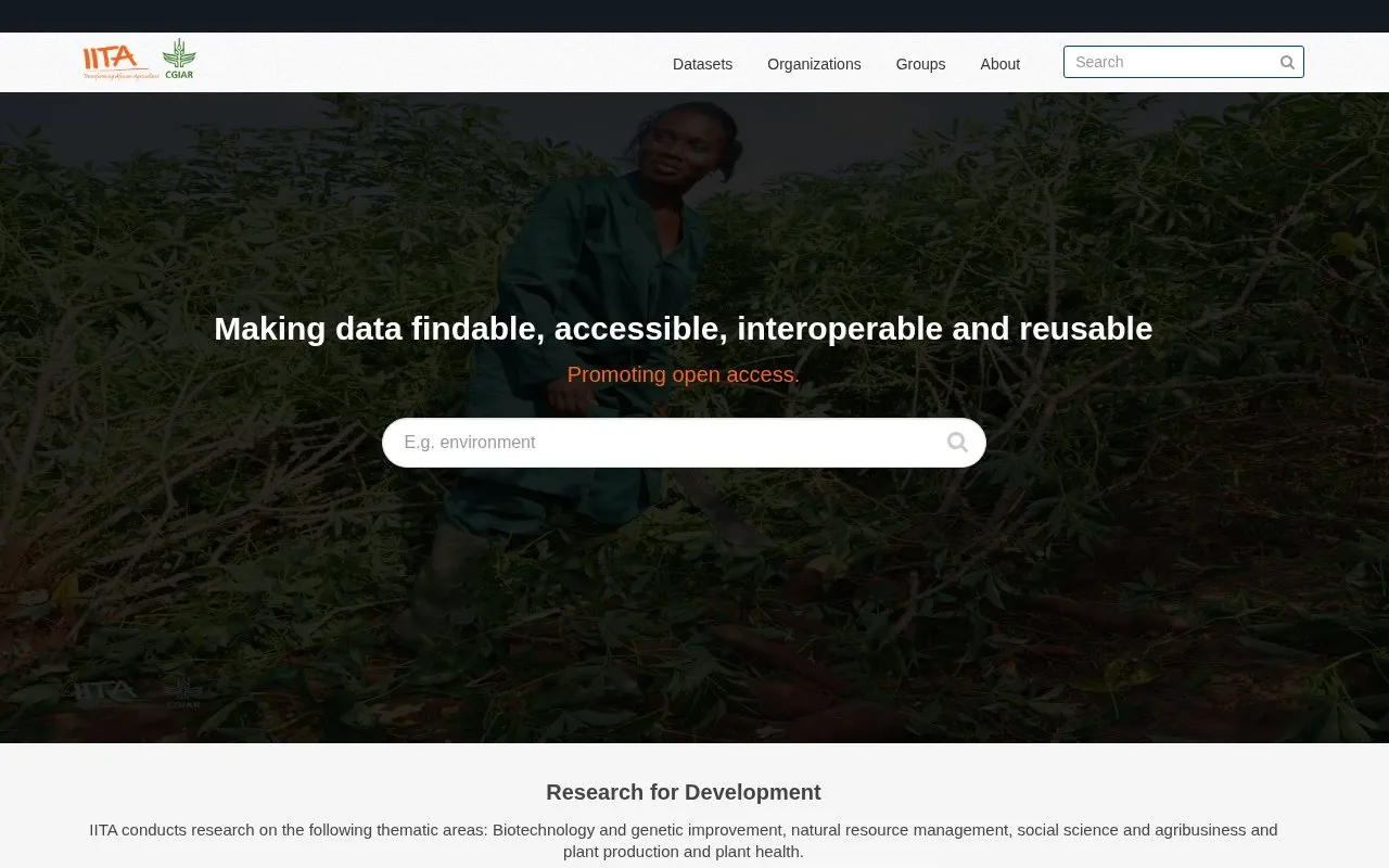 International Institute of Tropical Agriculture datasets homepage screenshot