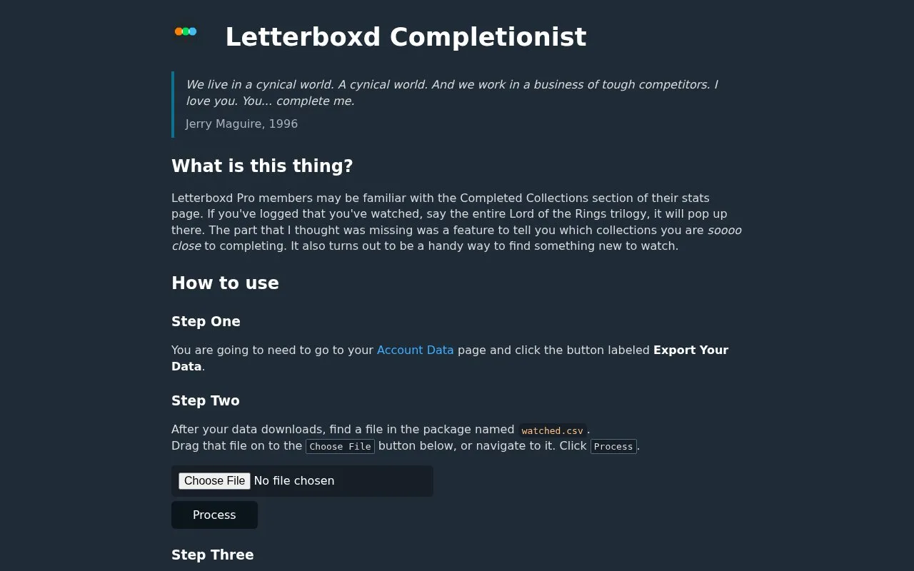 Collections homepage screenshot