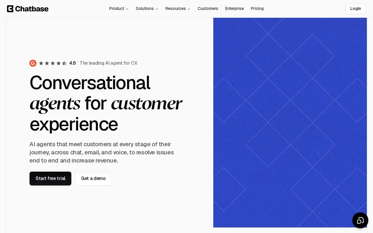 Chatbase homepage screenshot