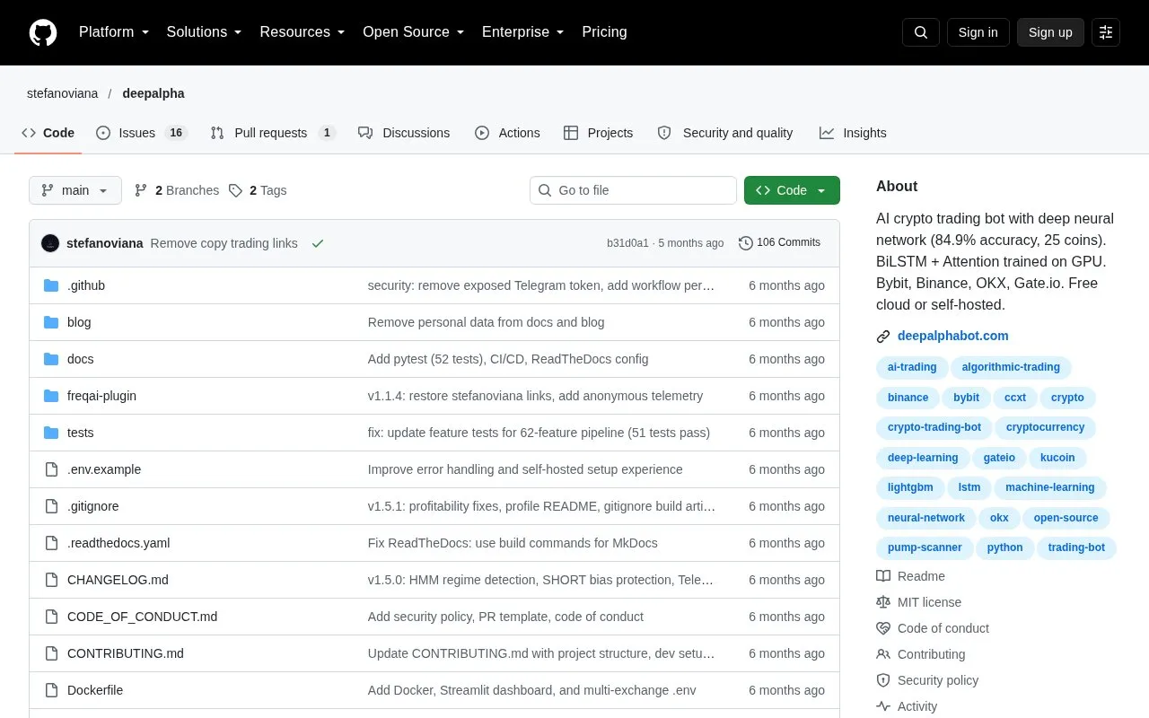 DeepAlpha homepage screenshot