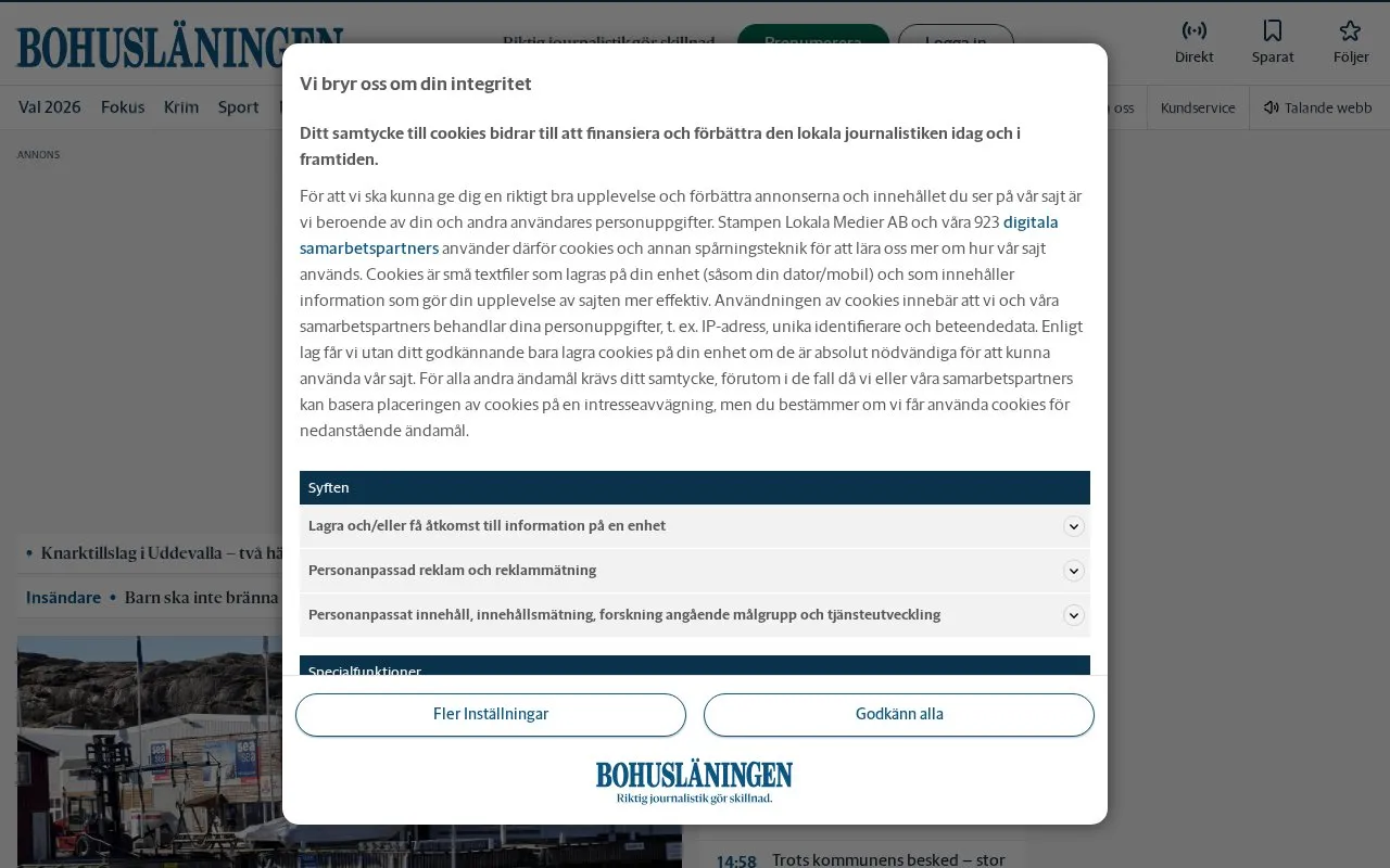 Bohusläningen homepage screenshot