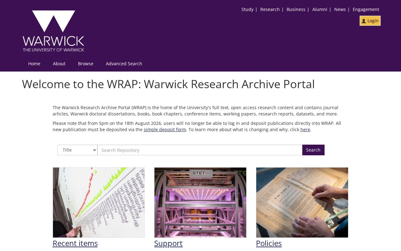 WRAP homepage screenshot