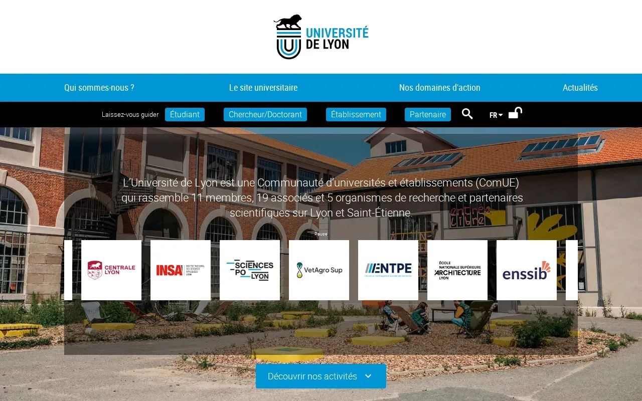 Universite de Lyon homepage screenshot