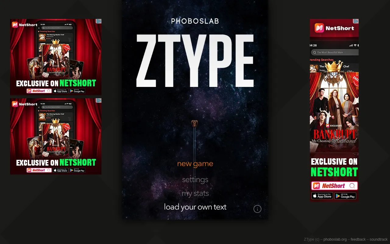 ZType homepage screenshot